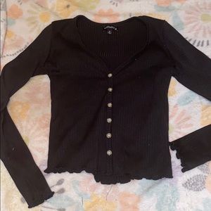 Black Polyester Crop Top